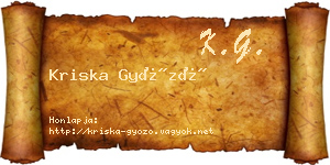 Kriska Győző névjegykártya